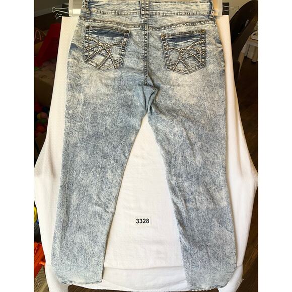 Wall Flower Women Skinny Jeans size 17 Blue Mid Rise Stretch Ankle Length - Picture 11 of 11